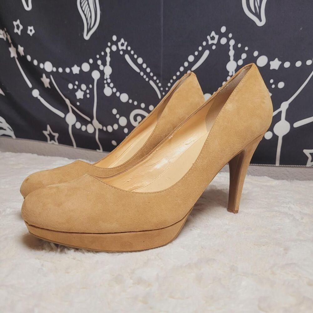Marc Fisher Women's Tan Leather Suede Heels Pumps Office Career Size 9.5